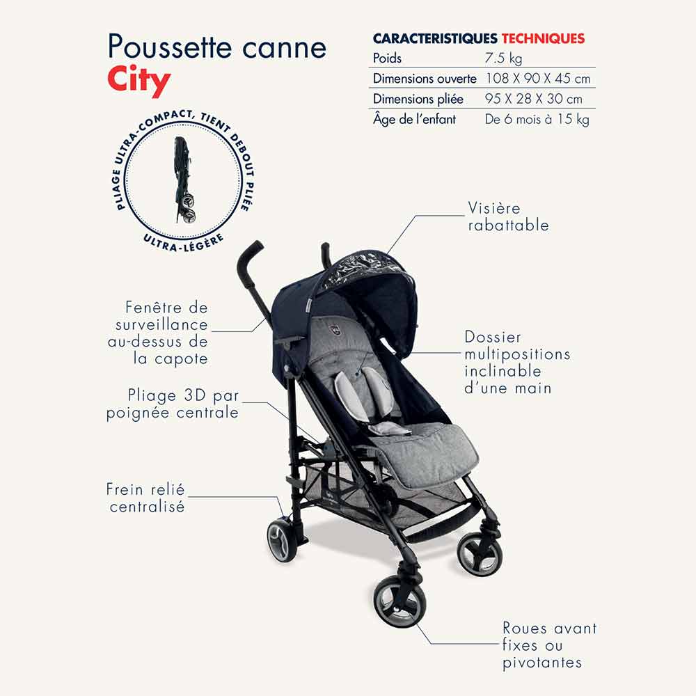 dimension poussette canne